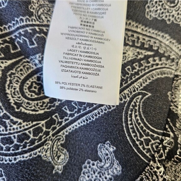 Michael Kors Black Silver Foil Paisley Wrap Top Blouse Women's Medium Tie Side - Picture 14 of 14